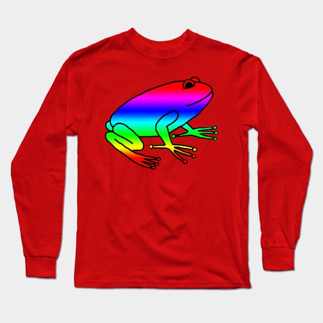 Bright Rainbow Frog Long Sleeve T-Shirt by ellenhenryart